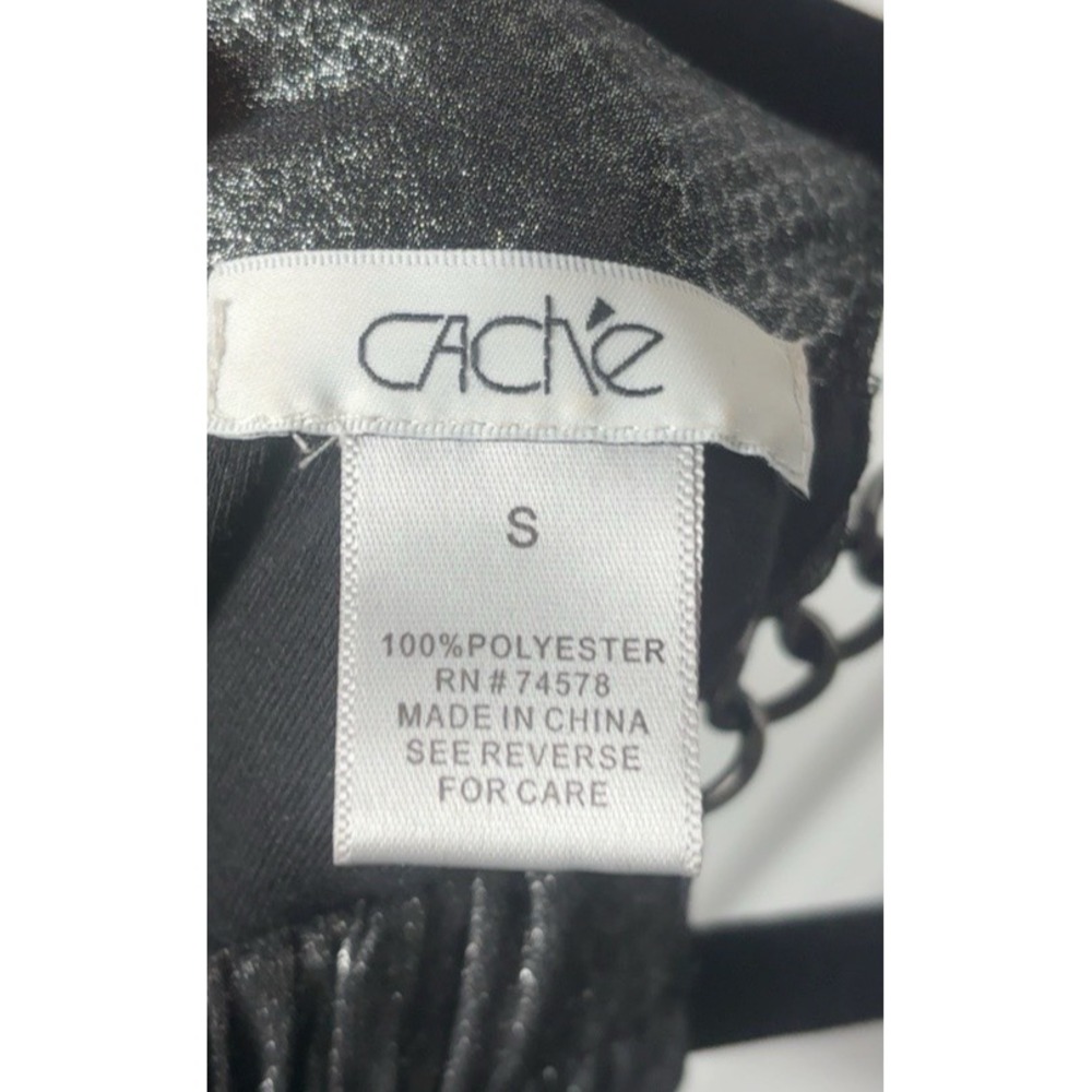 Cache Women S Metallic Silver Halter Top Chain Neck Sleeveless Party Y2K - Picture 7 of 7